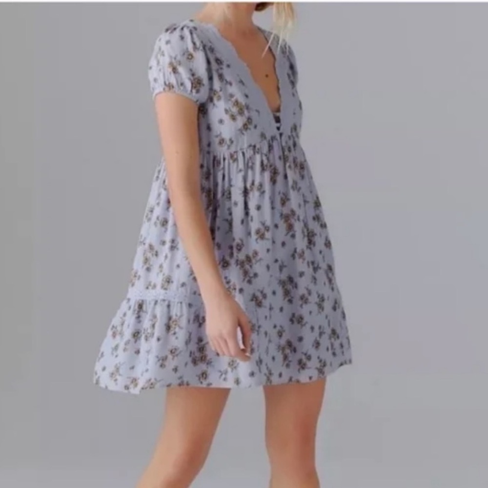Light blue urban outfitters baby doll dress L nwt